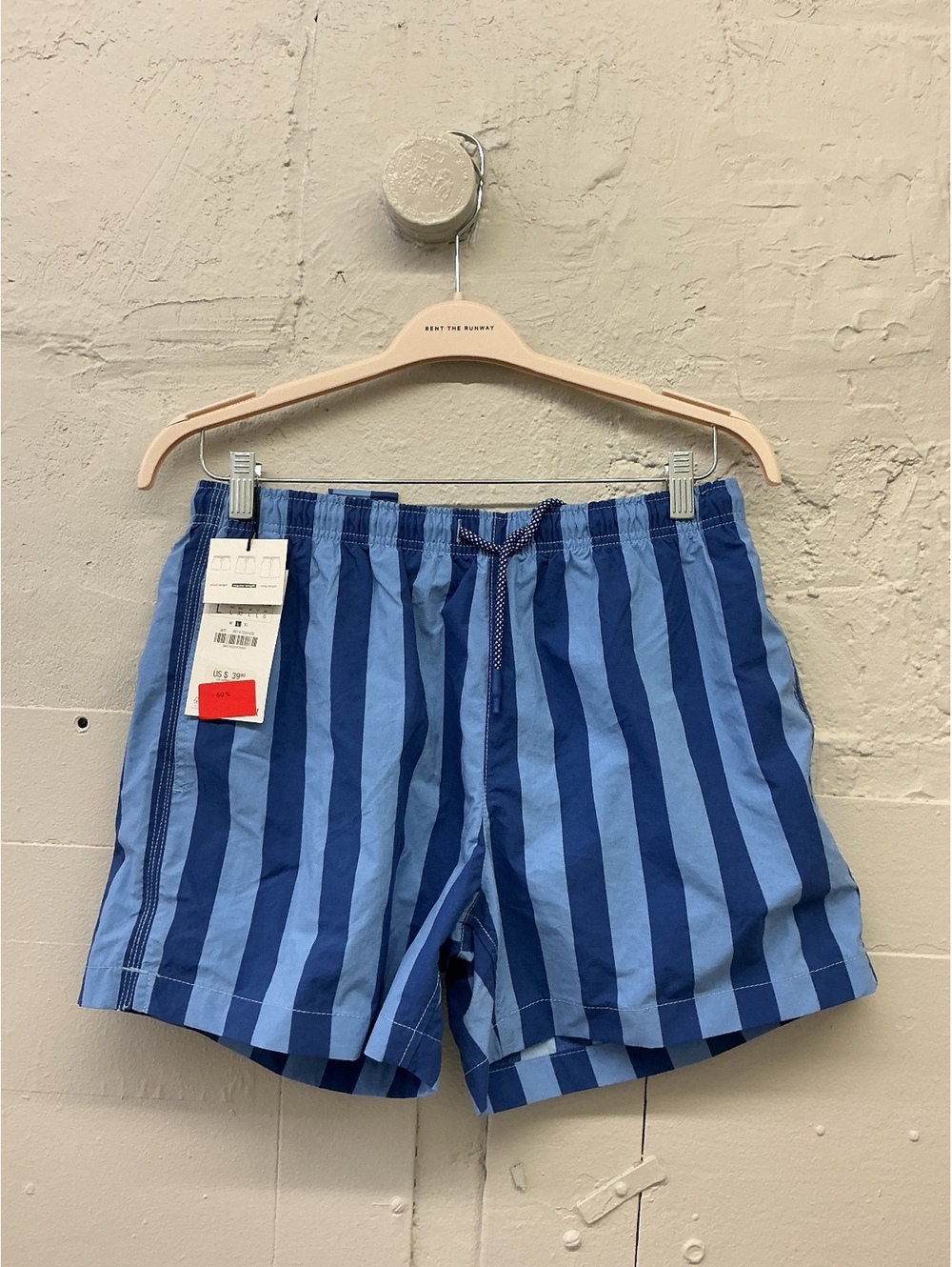NWT Zara Men's Blue Striped Swim Shorts board shorts beach summer vacation
